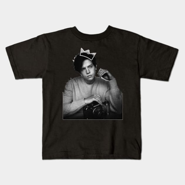 Cole Sprouse Crown Sticker Kids T-Shirt by Biscuit25